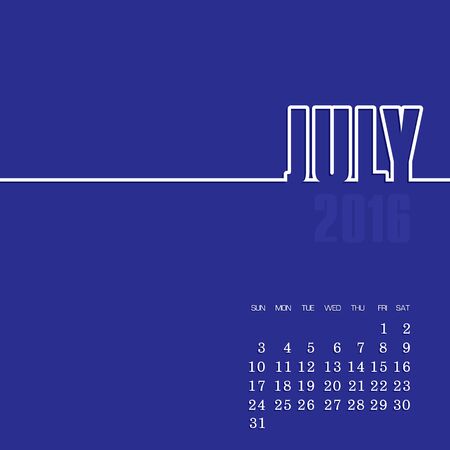July 2016 year vector calendar, eps 10のイラスト素材