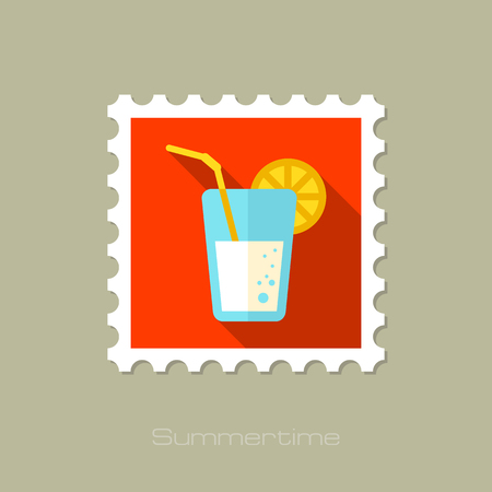 Cocktail flat stamp with long shadow, eps 10のイラスト素材