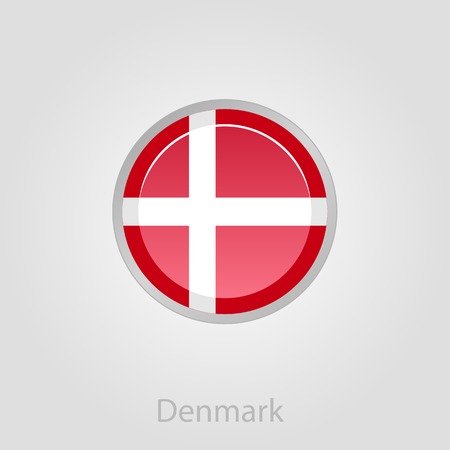 Denmark flag button, isolated vector illustration eps 10のイラスト素材