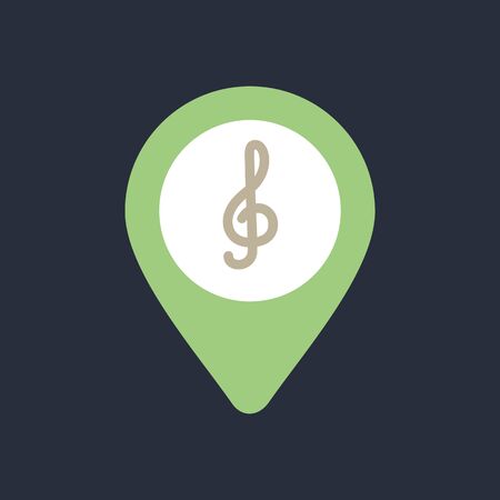 Treble clef pin map icon. Map pointer. Map markers. Vector illustration EPS10のイラスト素材