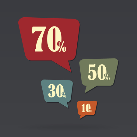 Retail Sale speech bubble discount. Big sale. 30, 50, 70 percentのイラスト素材