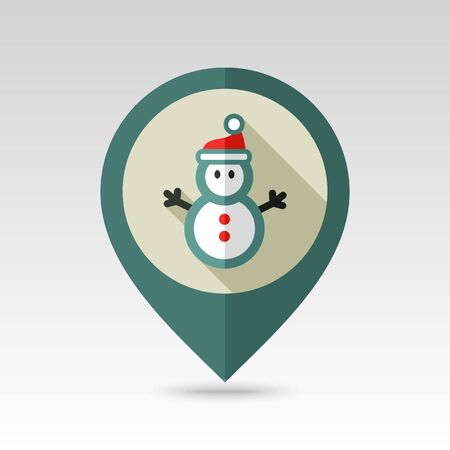 Modern Snowman flat pin map icon. Map pointer. Map markers. のイラスト素材
