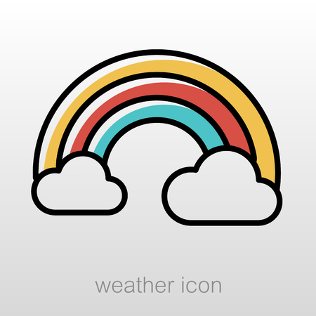 Rainbow in cloud outline icon. Meteorology. Weather. Vector illustrationのイラスト素材