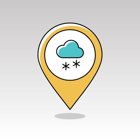 Cloud with Snow outline pin map icon. Map pointer. Map markers. Meteorology. Weather. Vector illustration eps 10のイラスト素材