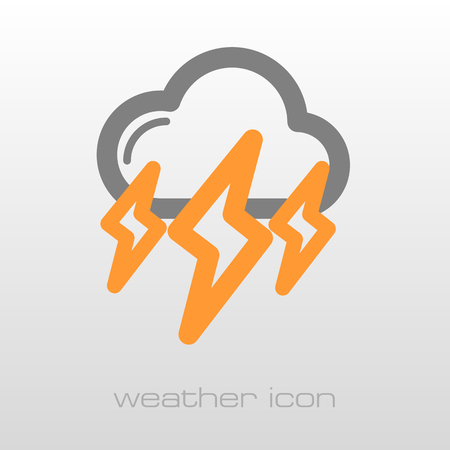 Storm Cloud Lightning outline icon. Meteorology. Weather. Vector illustrationのイラスト素材