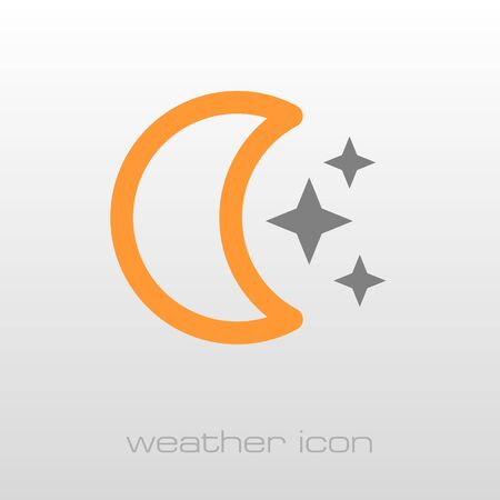 Moon and stars outline icon. Sleep night dreams symbol. Meteorology. Weather. Vector illustrationのイラスト素材