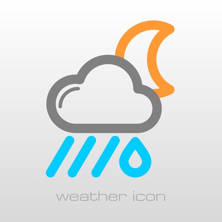 Rain Cloud Moon outline icon. Sleep night dreams symbol. Meteorology. Weather. Vector illustration eps 10のイラスト素材