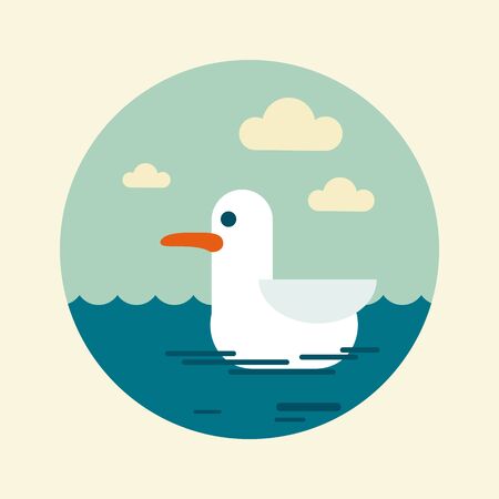 Seagull vector icon. Summertime. Beach. Summer, Sun, Seaのイラスト素材
