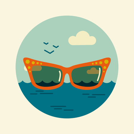 Sunglasses vector icon. Summertime. Summer, Beach, Sun, Sea,のイラスト素材