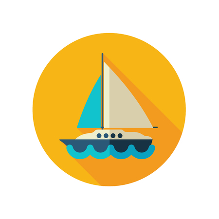 Boat with a Sail vector flat icon. Beach. Summer. Summertime. Vacationのイラスト素材
