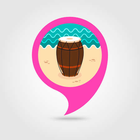 Drum vector pin map icon. Beach Map pointer. Summer Map markers. Holiday. Summertime. Vacation, eps 10のイラスト素材
