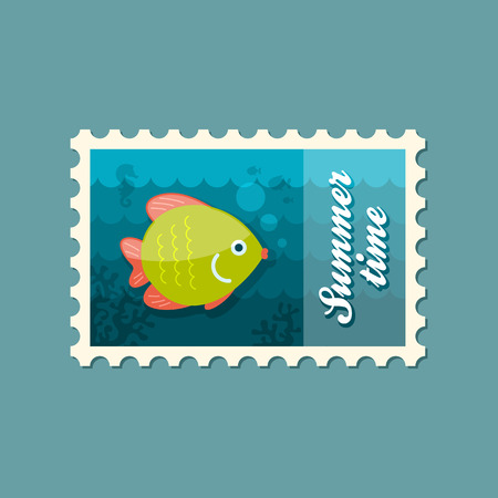 Fish vector stamp. Beach. Summer. Summertime. Holiday. Vacation, epsのイラスト素材