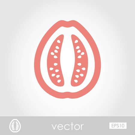 Guava outline icon. Tropical fruit.のイラスト素材
