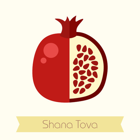 Garnet. Rosh Hashanah icon. Shana tova. Happy and sweet new year in Hebrewのイラスト素材