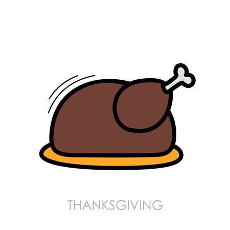 Roasted chicken or Turkey ready for Thanksgiving.のイラスト素材