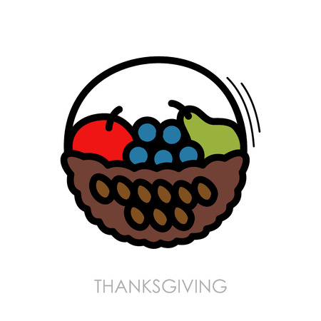 Fruit Basket icon, Harvest. Thanksgivingのイラスト素材