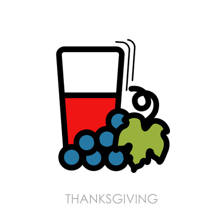 Glass of fresh grape juice icon. Harvest. Thanksgivingのイラスト素材