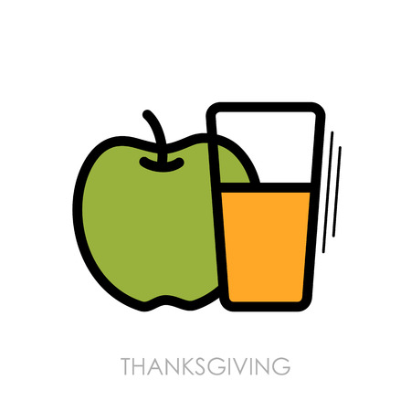 Glass of fresh apple juice icon. Harvest. Thanksgivingのイラスト素材