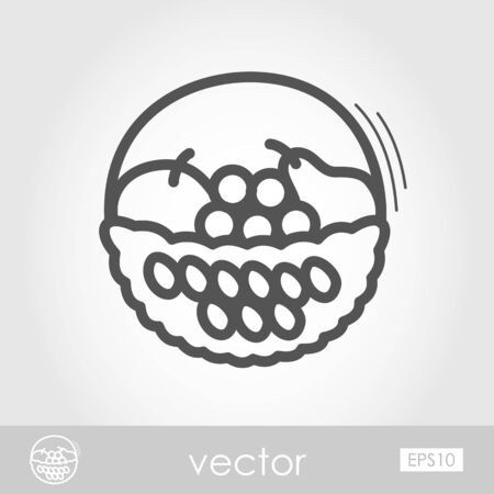 Fruit Basket outline icon. Harvest. Thanksgivingのイラスト素材