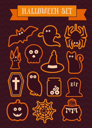 Set of halloween silhouette iconsのイラスト素材