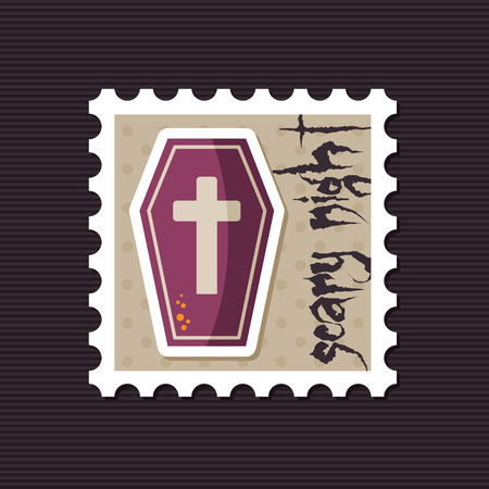 Halloween Coffin stamp, vector illustrationのイラスト素材