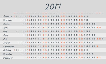 Modern vector Calendar 2017 yearのイラスト素材