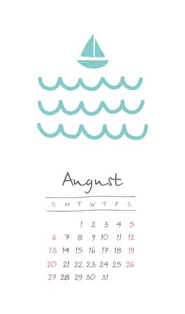 Calendar 2017 months August. Week starts from Sunday,のイラスト素材
