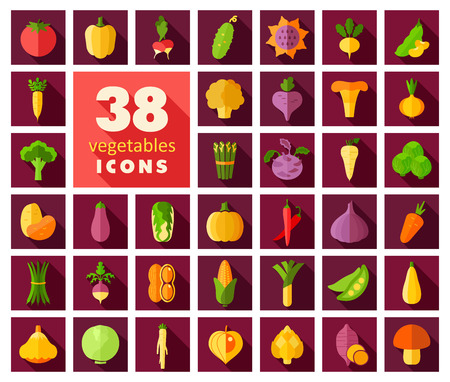 Vegetables flat icons set. Vector illustration eps 10のイラスト素材