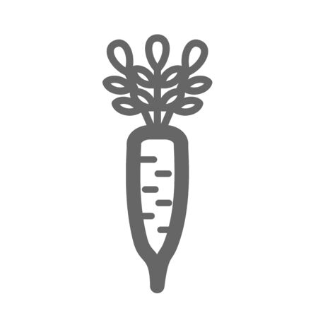 Daikon outline icon. Vegetable root vector illustrationのイラスト素材