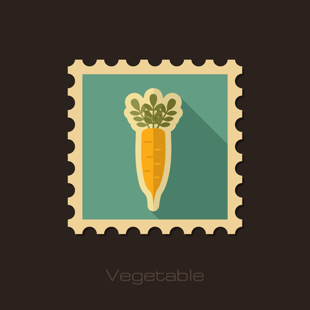 Daikon flat stamp. Vegetable root vector illustrationのイラスト素材