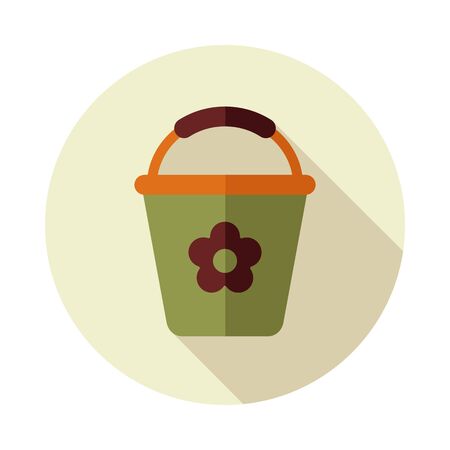 Bucket flat vector icon outline isolated, garden, eps 10のイラスト素材