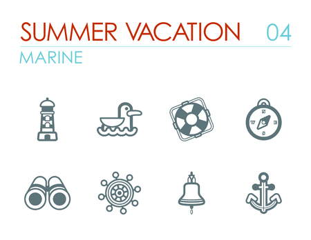 Marine outline icon vector set. Travel, eps 10のイラスト素材