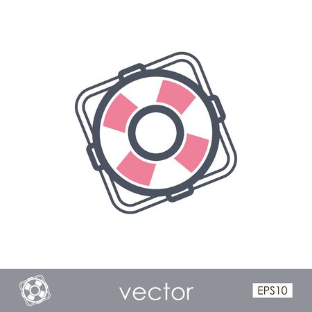 Lifebuoy outline vector icon. Beach. Summer. Marine. Summertime.のイラスト素材