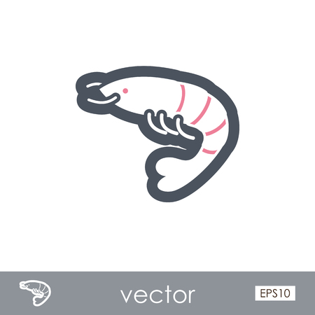 Shrimp outline icon. Prawn vector. Beach. Summer. Summertime. Holiday. Vacation, eps 10のイラスト素材