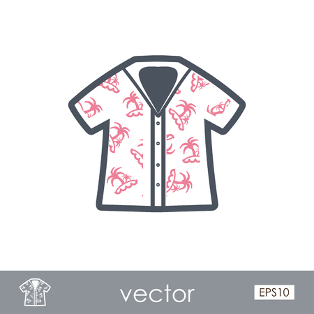 Hawaiian Shirt with palm tree outline vector icon. Beach. Summer. Summertime. Holiday. Vacation, eps 10のイラスト素材