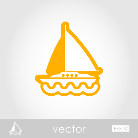 Boat with a Sail outline vector icon. Beach. Summer. Summertime. Vacationのイラスト素材