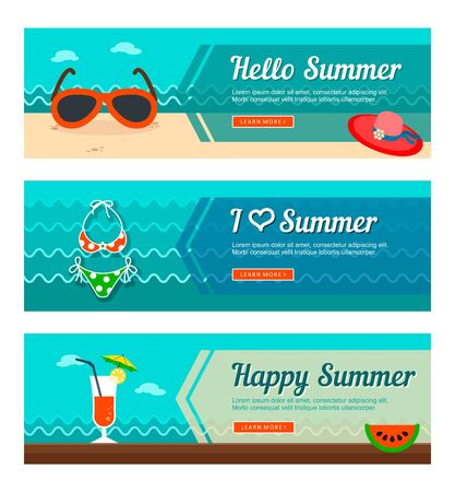 Travel and vacation vector banners. Summertime. Holiday.のイラスト素材