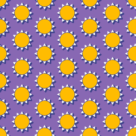 Summer vector seamless pattern with sun. Beach. Summertime. Holiday. Vacation