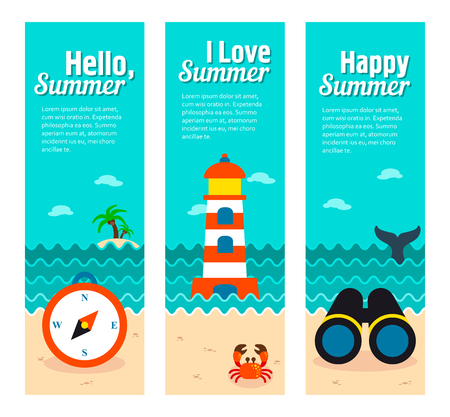 Travel and vacation vector banners. Summertime. Holidayのイラスト素材