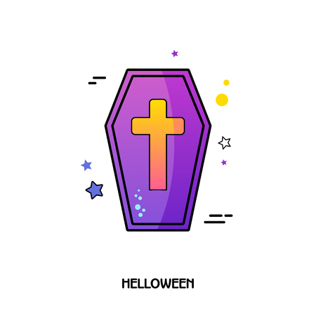 Coffin vector icon. Halloween sticker, eps 10のイラスト素材
