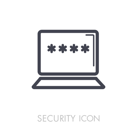 Laptop with password notification and lock icon vector illustration isolated on white, personal access, user authorization, login form, internet protection. Security signのイラスト素材