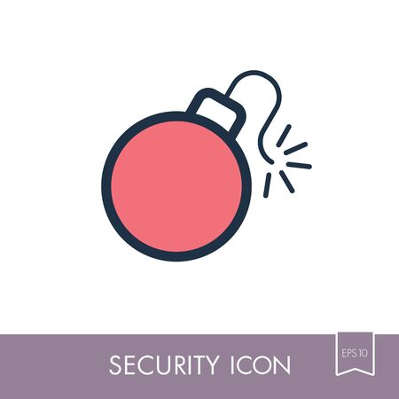 Bomb with lit fuse icon. Security sign. Graph symbol for your web site design, app, UI. Vector illustration, EPS10.のイラスト素材