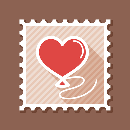 Balloon in the form of heart stamp. Valentines day symbol. Vector illustration, romance elements. Sticker, patch, badge, card for marriage, wedding.のイラスト素材