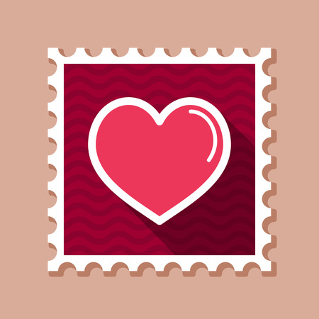 Heart stamp, Love symbol Valentine Day. Vector illustration, romance elements. Sticker, patch, badge, card for marriage, weddingのイラスト素材