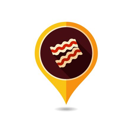 Bacon pieces pin map icon. Farm animal Map pointer. Map marker. Graph symbol for your web site design, logo, app, UI. Vector illustrationのイラスト素材