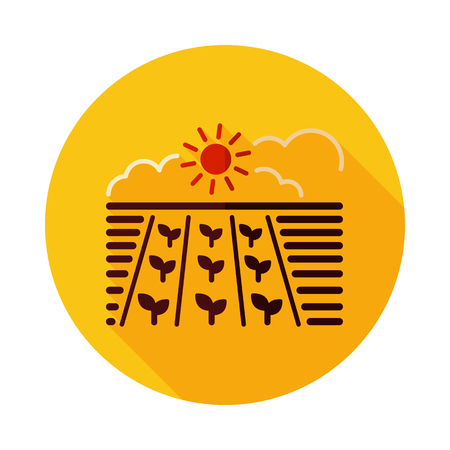Spring field icon. Seedling. Ground. Green plants, organic farm. Agriculture sign. Graph symbol for your web site designのイラスト素材