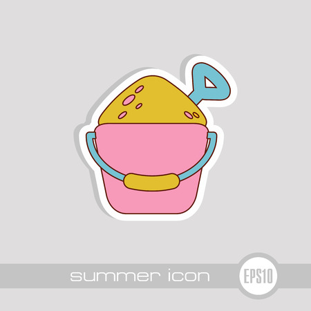 Sand Bucket and shovel vector icon. Beach. Summer. Summertime. Vacation, eps 10のイラスト素材