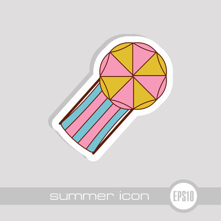 Beach chaise lounge with umbrella vector icon. Summer. Summertime. Holiday. Vacation, eps 10のイラスト素材