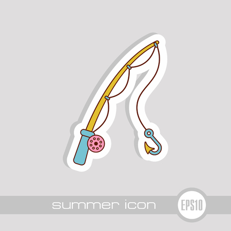 Fishing Rod vector icon. Beach. Summer. Summertime. Holiday. Vacation, eps 10のイラスト素材