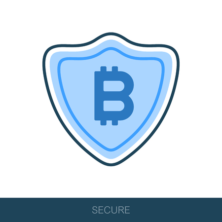 Secured digital internet cryptocurrency bitcoin icon. Vector design of blockchain technology, bitcoin, altcoins, cryptocurrency mining, finance, digital money marketのイラスト素材